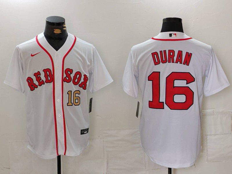 Men Boston Red Sox 16 Duran White Game 2024 Nike MLB Jersey style 2